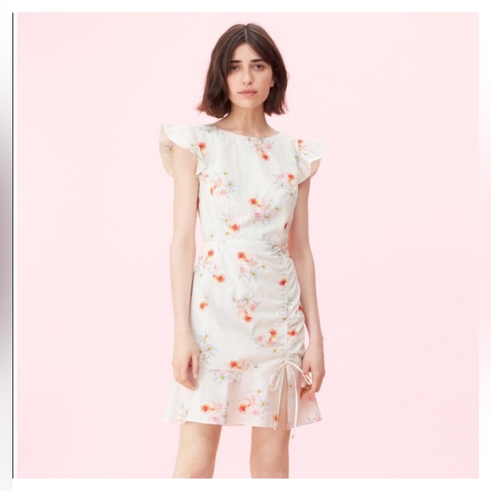 La Vie Rebecca Taylor Catrine Ruched Dress Medium Floral Print